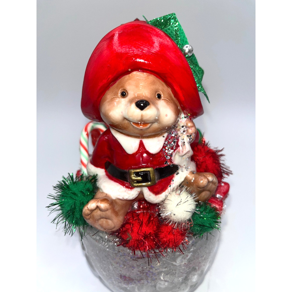 Vintage Christmas Candy Cane Santa Bear Santa Paws here,I've got the stash! OOAK - Picture 4 of 16
